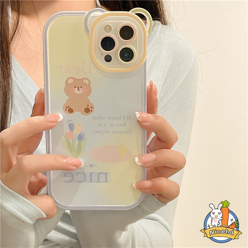 Soft Case TPU Transparan Shockproof Motif Beruang Untuk iPhone 14 13 12 11 Pro Max X Xr Xs Max SE 8 7 6 6s Plus