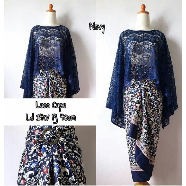 Kebaya Modern Cape Glitter Navy ATASAN AJA