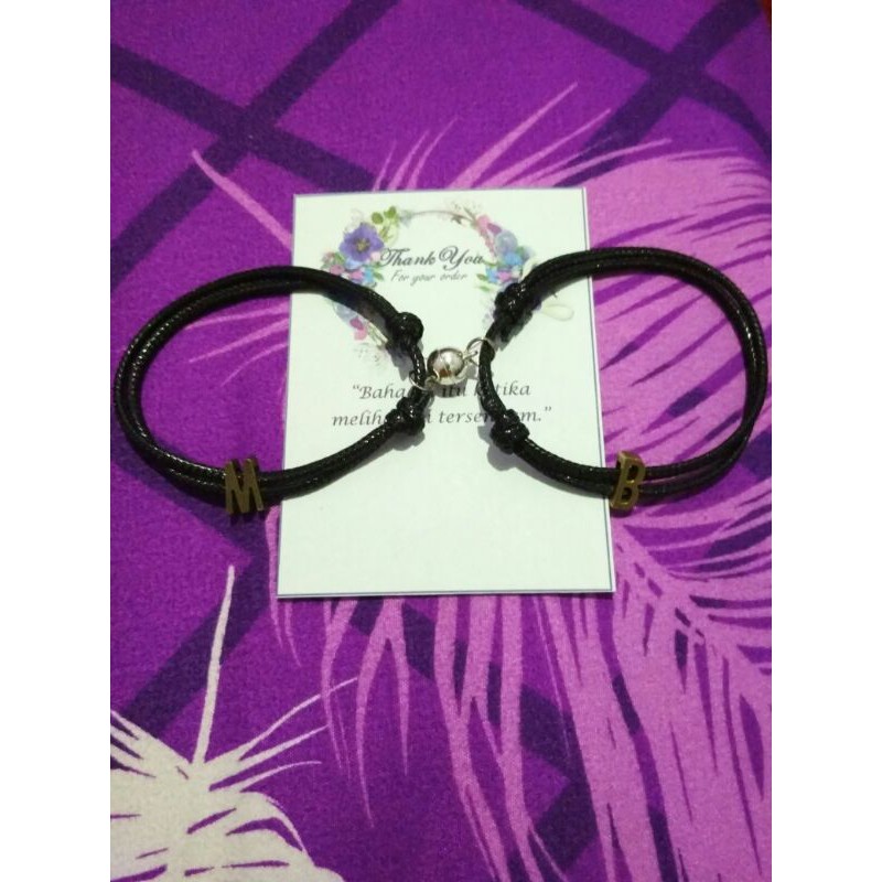 ZaphiraStore | 2pcs GELANG COUPLE BRONZE | GELANG INISIAL BRONZE