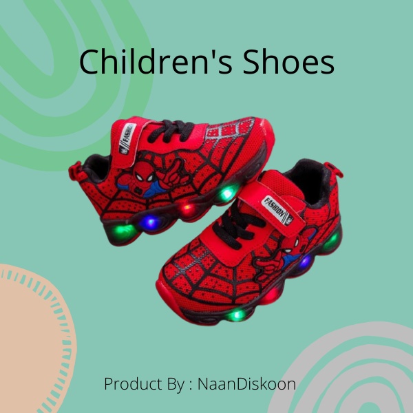Sepatu anak laki laki Superstar kids Sepatu LED anak Cowo Model Spiderman Impor Perempuan Sneakers L