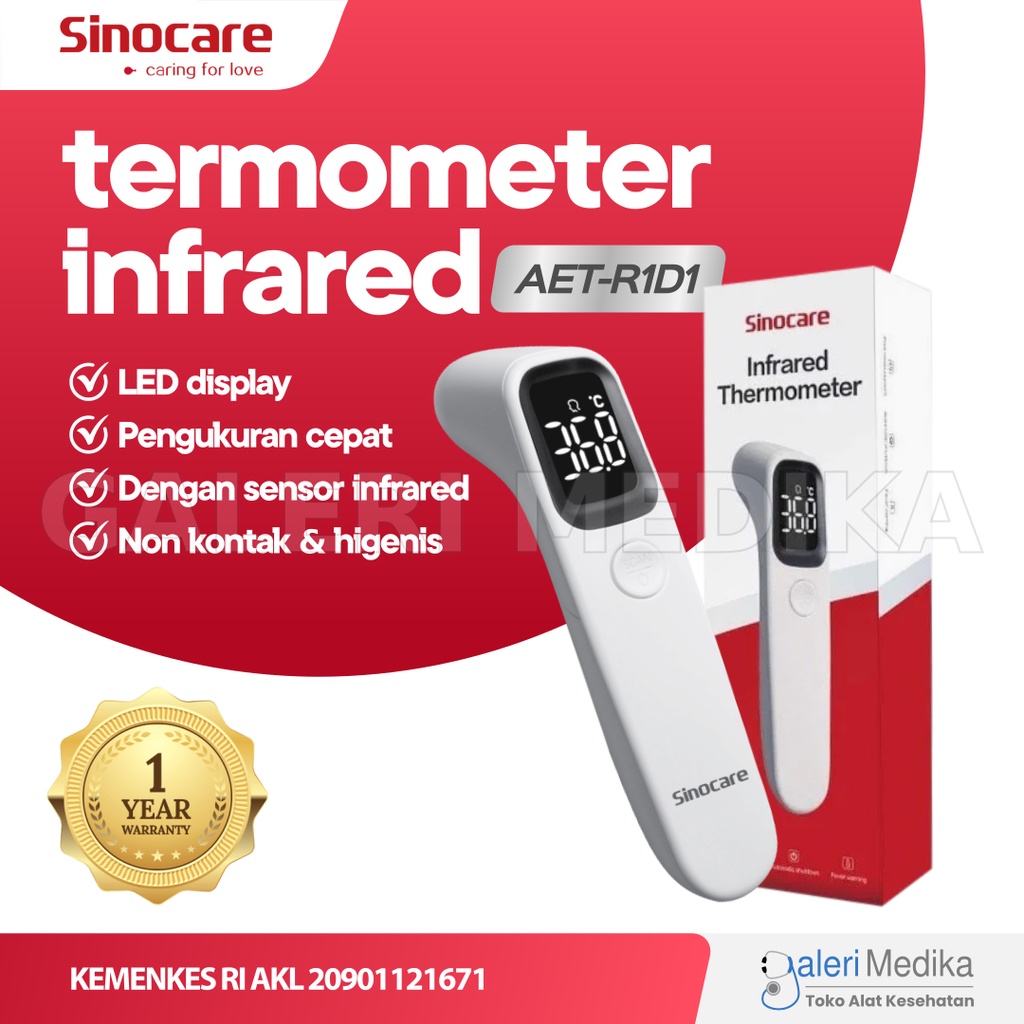 Sinocare AET-R1D1 Termometer Digital / Termometer Tembak / Termo Gun - Alat Ukur Suhu Tubuh