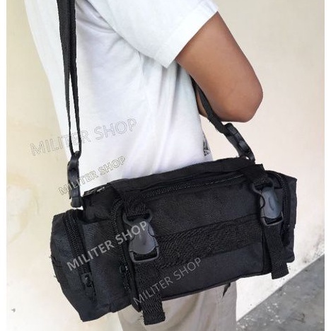 Tas Polos Hitam Tas Selempang TNI POLRI Tas Samping