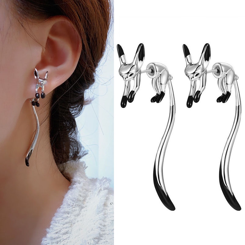 Anting Tusuk Gantung Bahan Sterling Silver 925 Desain Rubah Ekor Panjang Untuk Wanita 2022