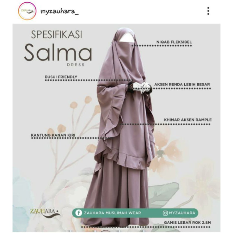 Salma Dress by ZAUHARA steel grey Gamis Syari