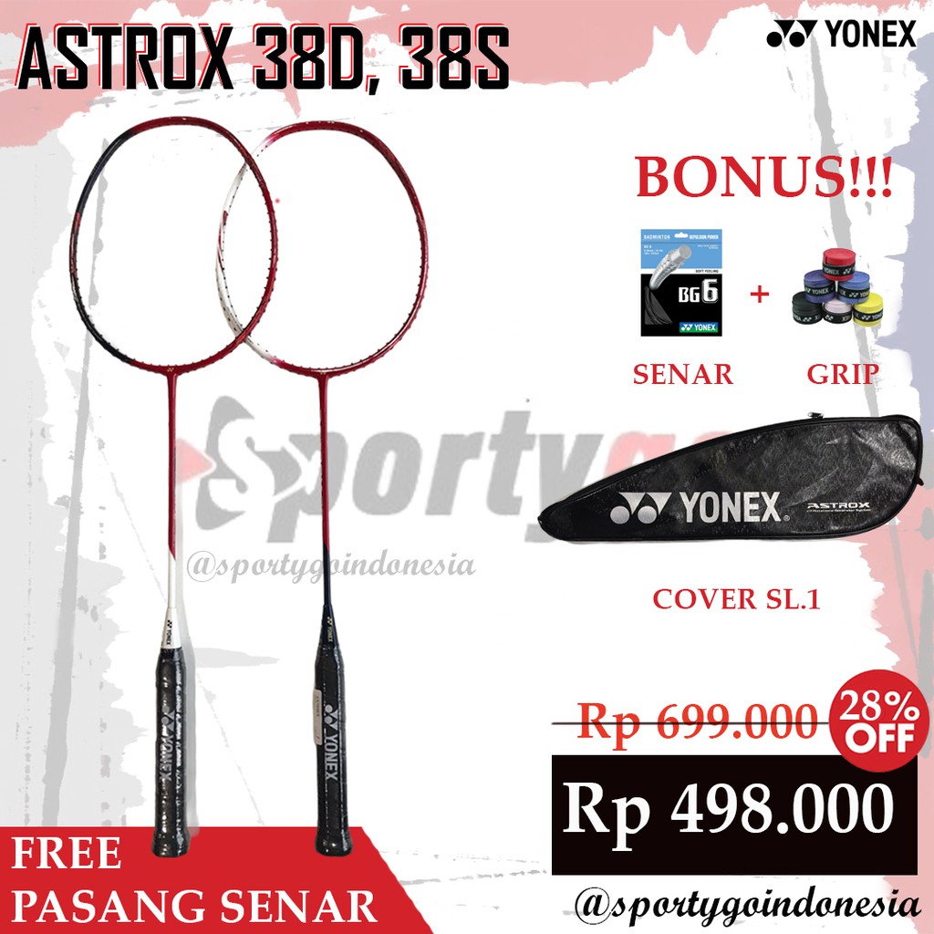 RAKET BADMINTON YONEX ASTROX 38 S KEVIN 38 D GIDEON RAKET