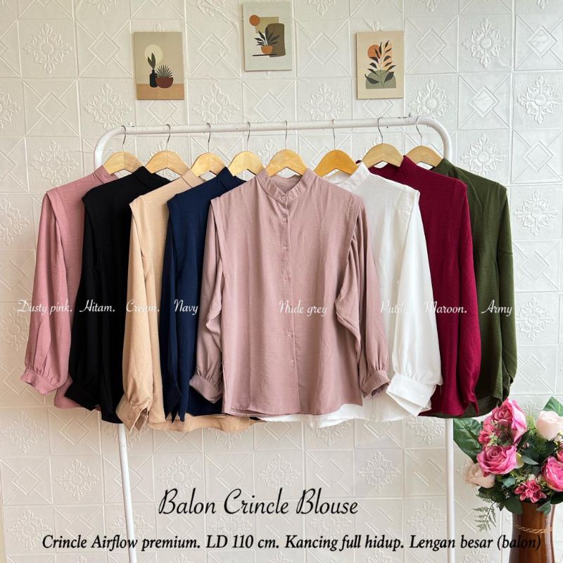 Blouse Crincle AirFlow Lengan Balon //JF5754