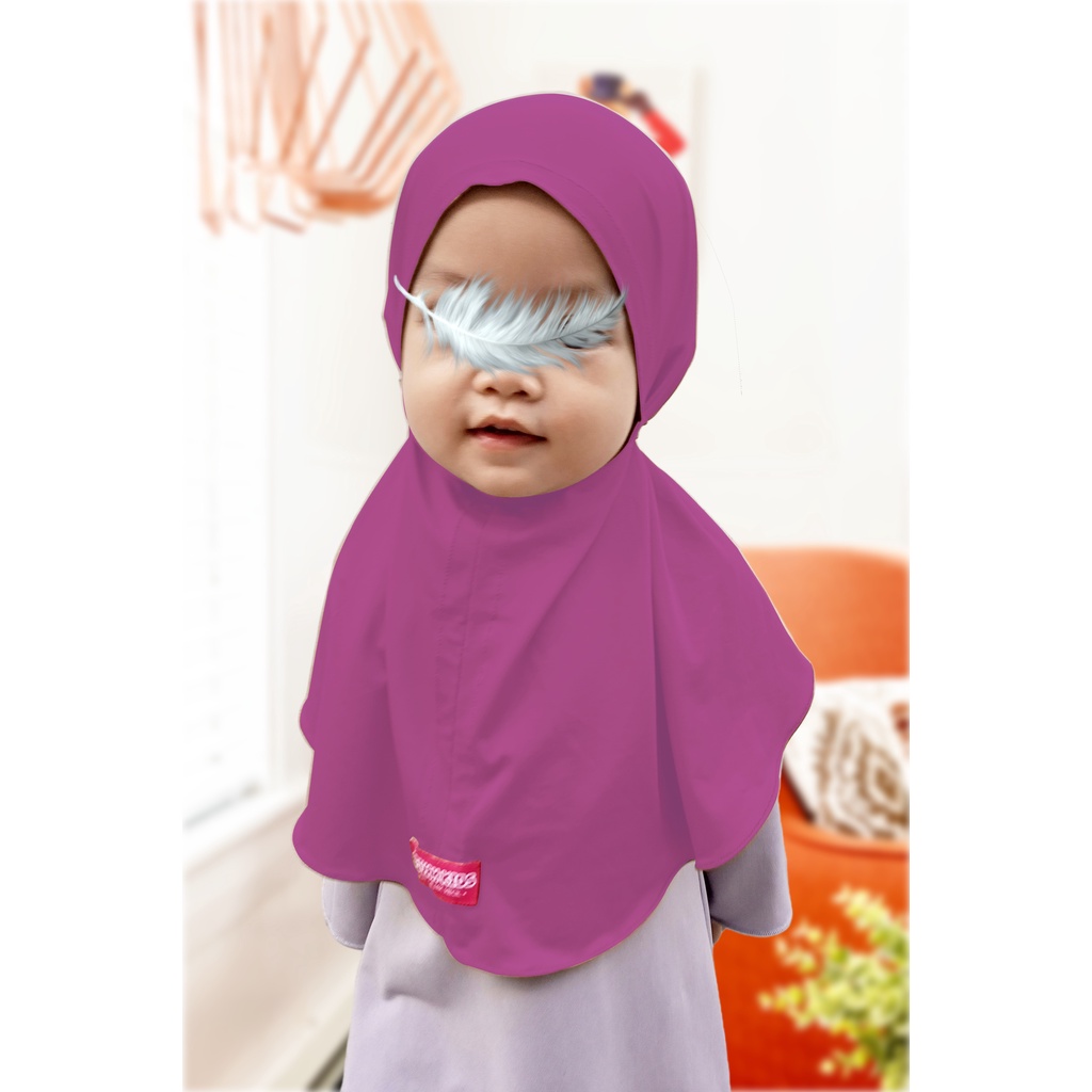 Jilbab Bergo Tali Humaira Hijab Instan Anak Bayi Balita Usia 0 - 2 1/2 Tahun-Dusty Purple