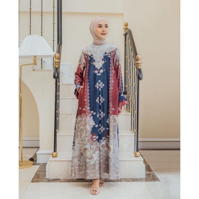 KAIN Dress Gamis Bahan Dyor Silk Maxmara Motif Kancan