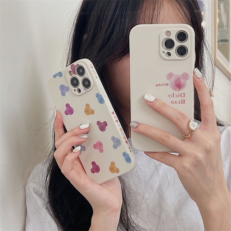 Full screen watercolor Mickey casing iphone 13 12 11 pro X Xs max 7 8 plus SE2020 Disney  soft silicone case iphone case iphone couple