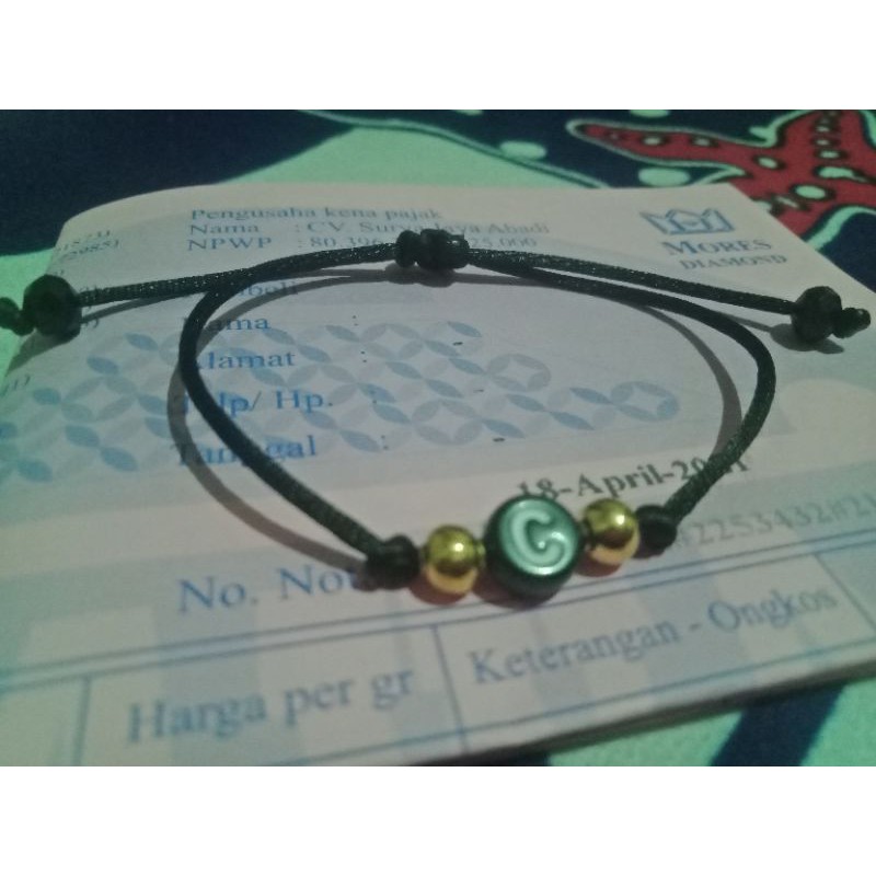 Gelang tali inisial liontin emas semar jawa