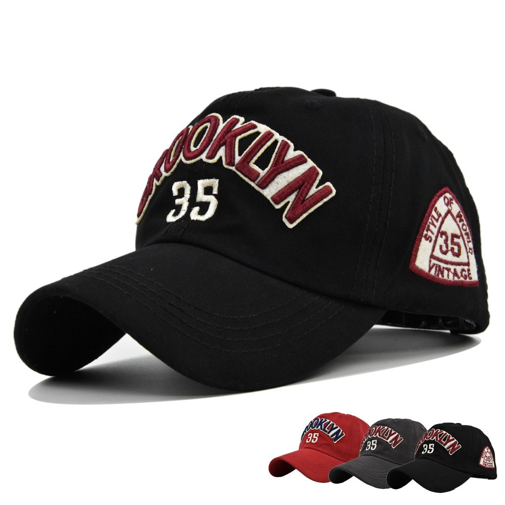Topi Baseball Motif Bordir Brooklyn 35 &quot;Bahan Katun Untuk Unisex
