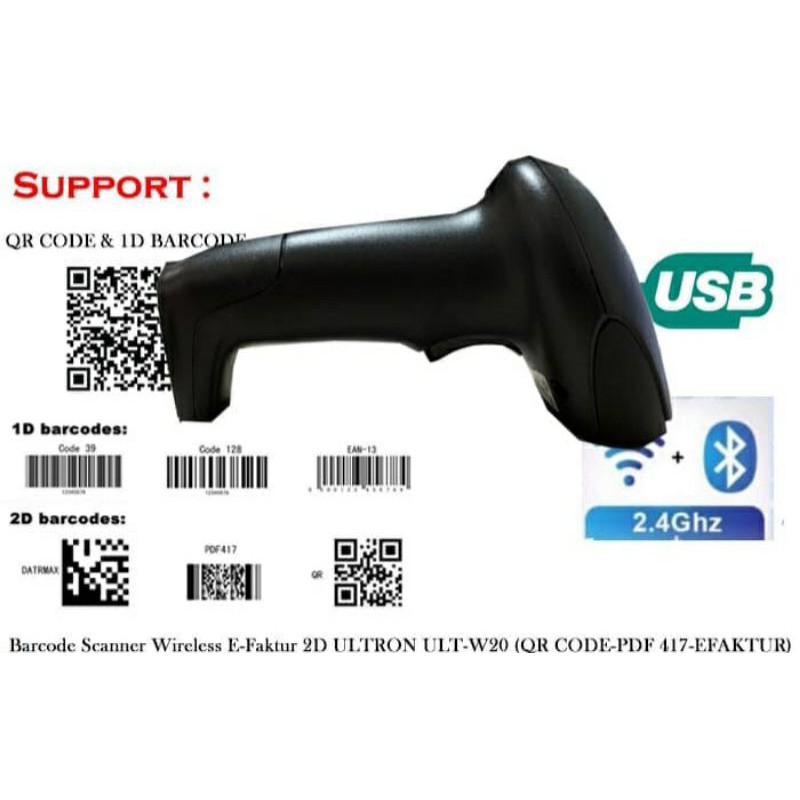 1D/2D WIRELESS BARCODE SCANNER ULT-W20 (QR-CODE,E-FAKTUR,PDF417)