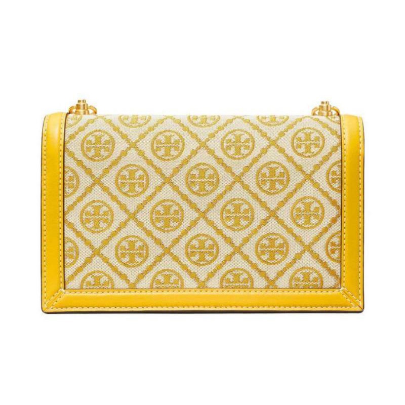 Tory Burch T Monogram Jacquard Shoulder Bag Yellow (81863)