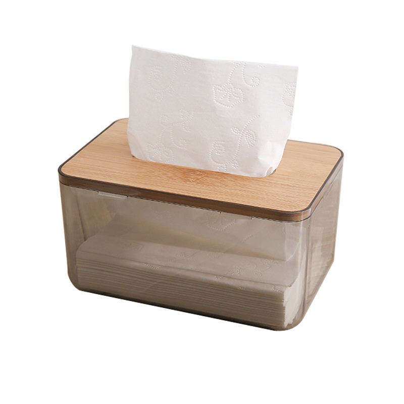 【RUMATIDY】Kotak Tissue Nordic Bening Tutup Kayu Estetik Modern Aesthetic Transparan Tissue Box Dapur Kamar Mandi