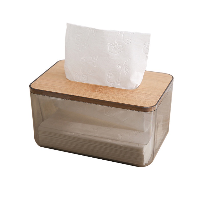 【RUMATIDY】Kotak Tissue Nordic Bening Tutup Kayu Estetik Modern Aesthetic Transparan Tissue Box Dapur Kamar Mandi