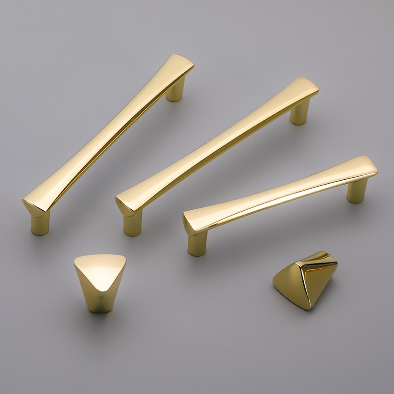 

Triangle Gold Handle 3 sisi pita bow knob Shiny Tarikan Laci Emas