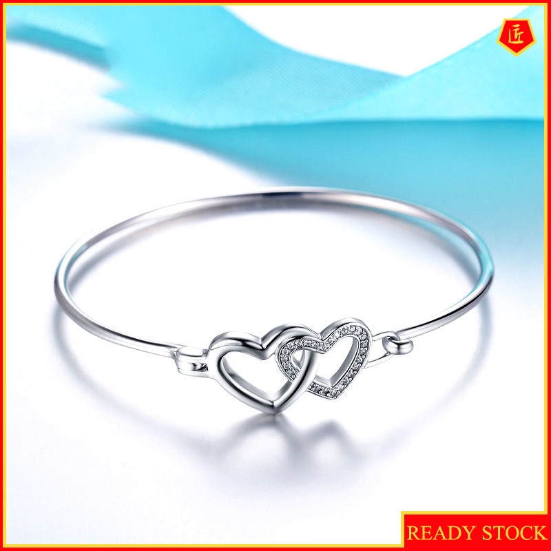 [Ready Stock]Fashion Elegant Heart-Shaped Silver Bracelet