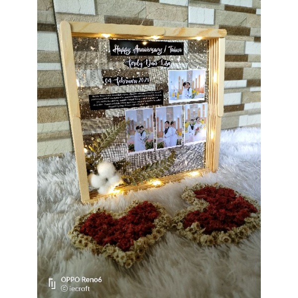 1 HARI JADI Flower in Frame Square Frame Kado Unik Kado Pernikahan Kado Ulang Tahun Kado Ultah Kado Wisuda Kado Anniversary Polaroid Frame