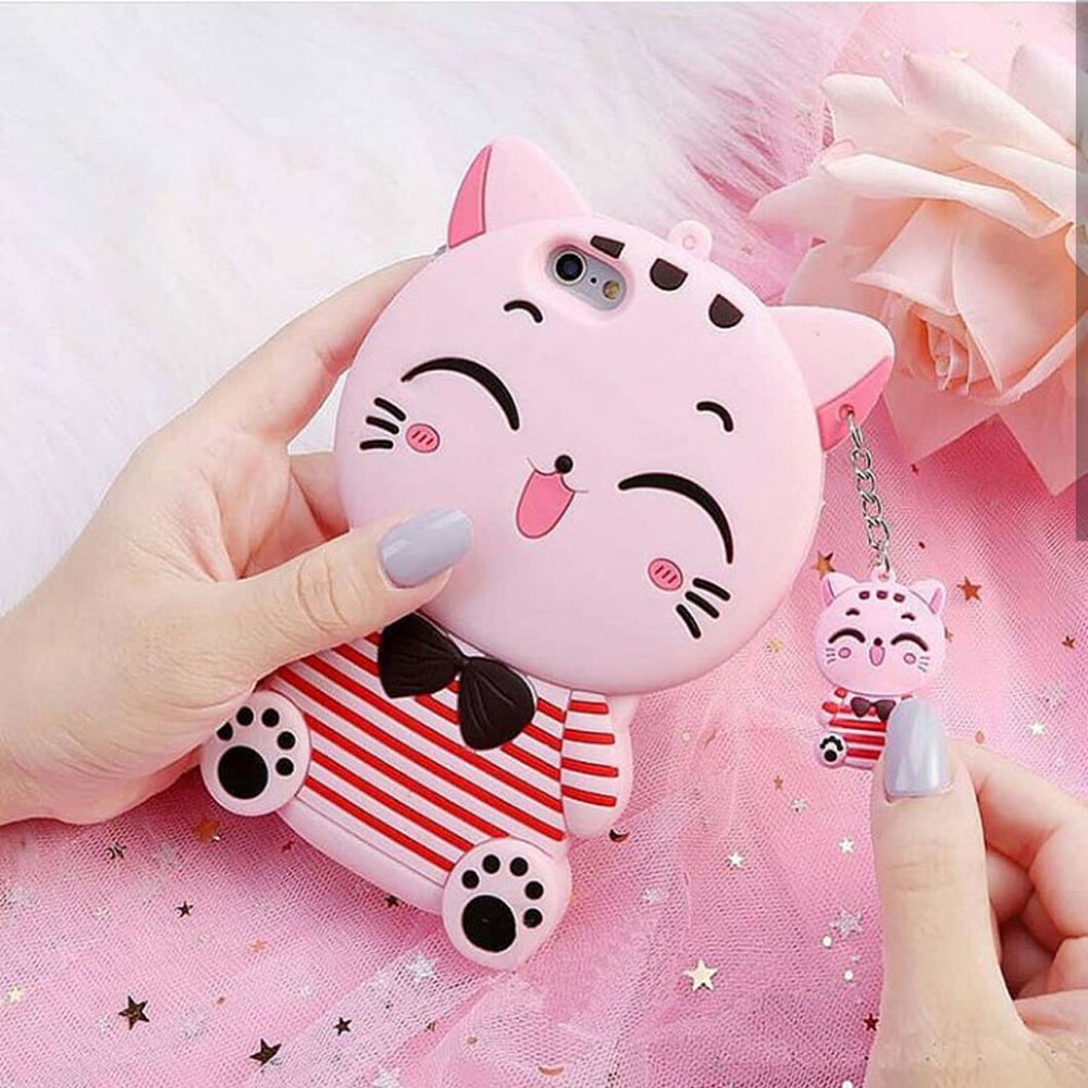 Case Silicone 3D Samsung Galaxy A71 CAT PINK List Red Lucky Smile Rubber 3D / Softcase / Casing