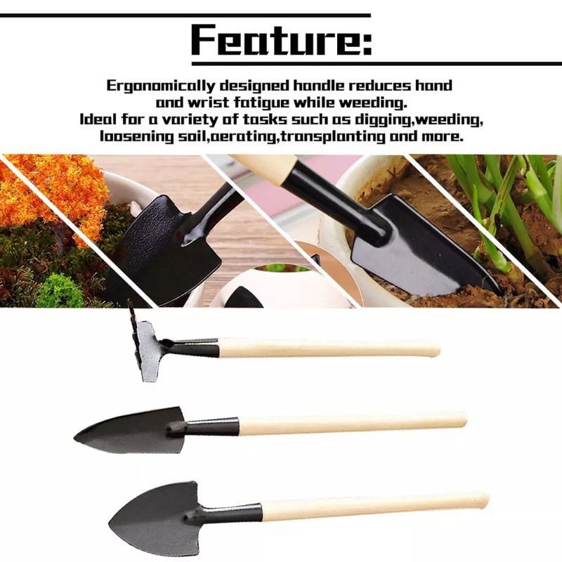 1 Set Sekop Garpu Cangkul Mini 3 in 1 / Alat Berkebun / Garden