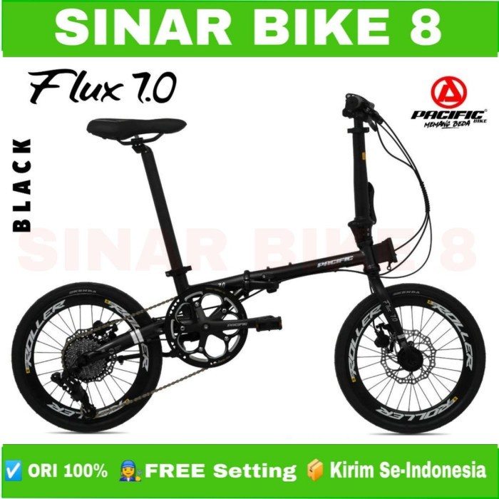 Sepeda Lipat Ukuran 16 Inch Pasific flux 7.0 Rem Hidrolik 10 Speed