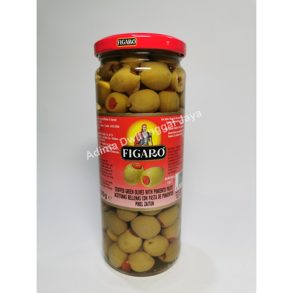 Buah Zaitun Hijau / Figaro Stuffed Green Olive 450 gr / Pickles