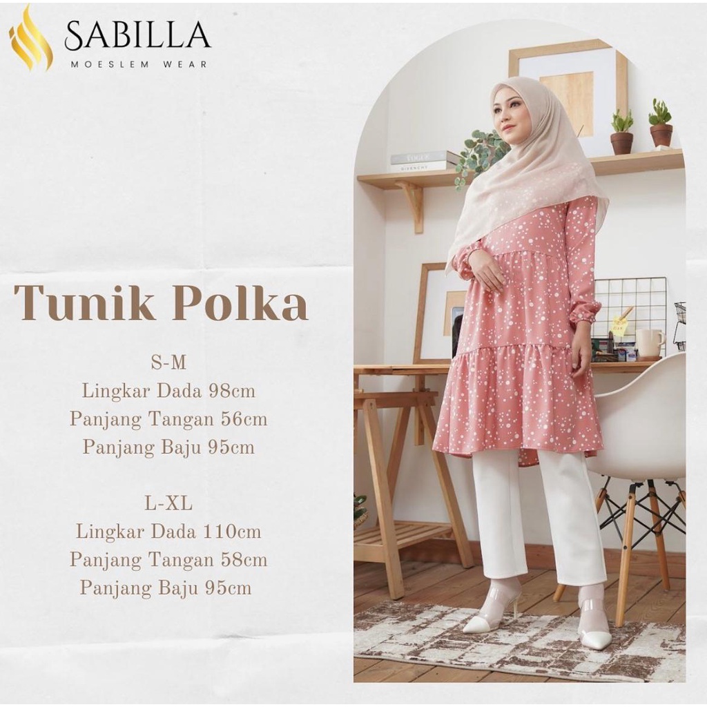 Sabilla - Tunik Polka Polkadot Bahan Shakilla Premium