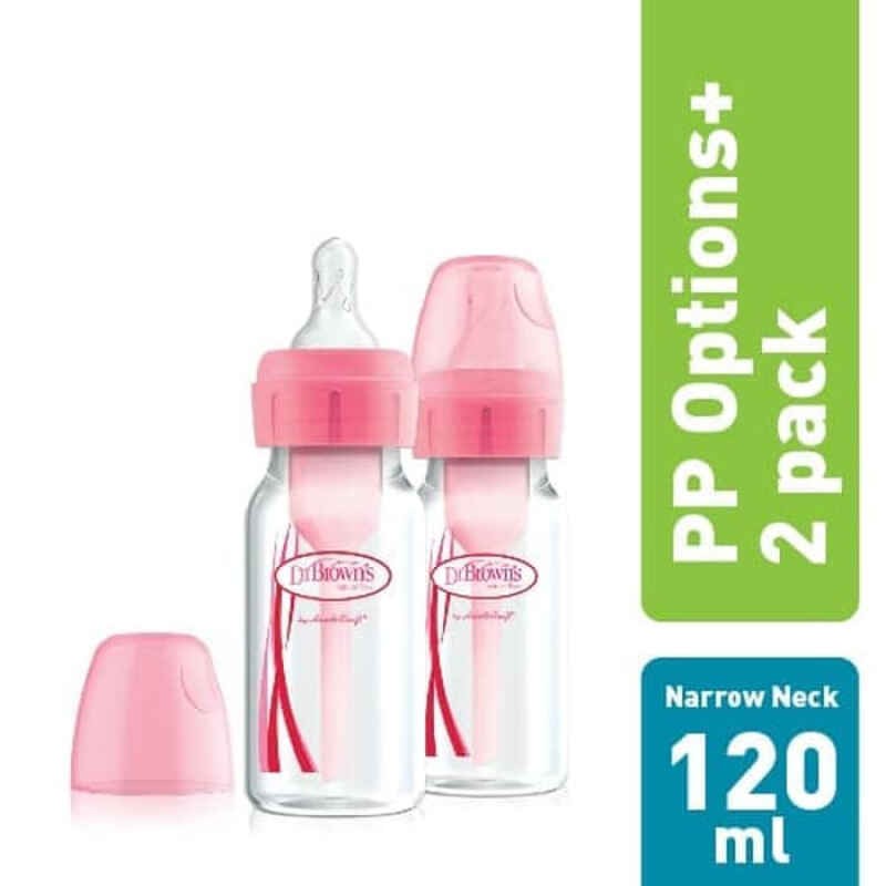 Dr. Brown's PP Options+ Narrow Neck Bottle Botol Susu 4oz /120mL isi 2 biru&amp;pink