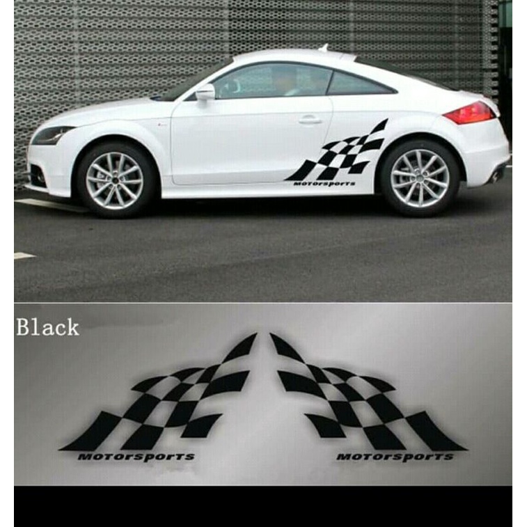 stiker mobil cutting flag motorsports sedan civic city accord baleno soluna mirage corolla jazz yari
