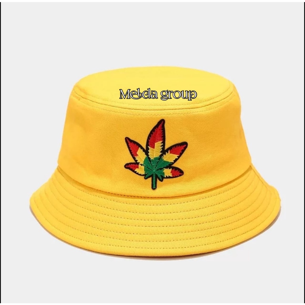 bucket bordir daun terbaru / topi bucket pria dan wanita distro original murah