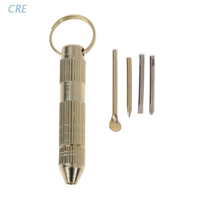 CRE  4 in1 Mini Portable Golden Opener Screwdrivers Ear Pick Ear Cleaner Keychain Kit