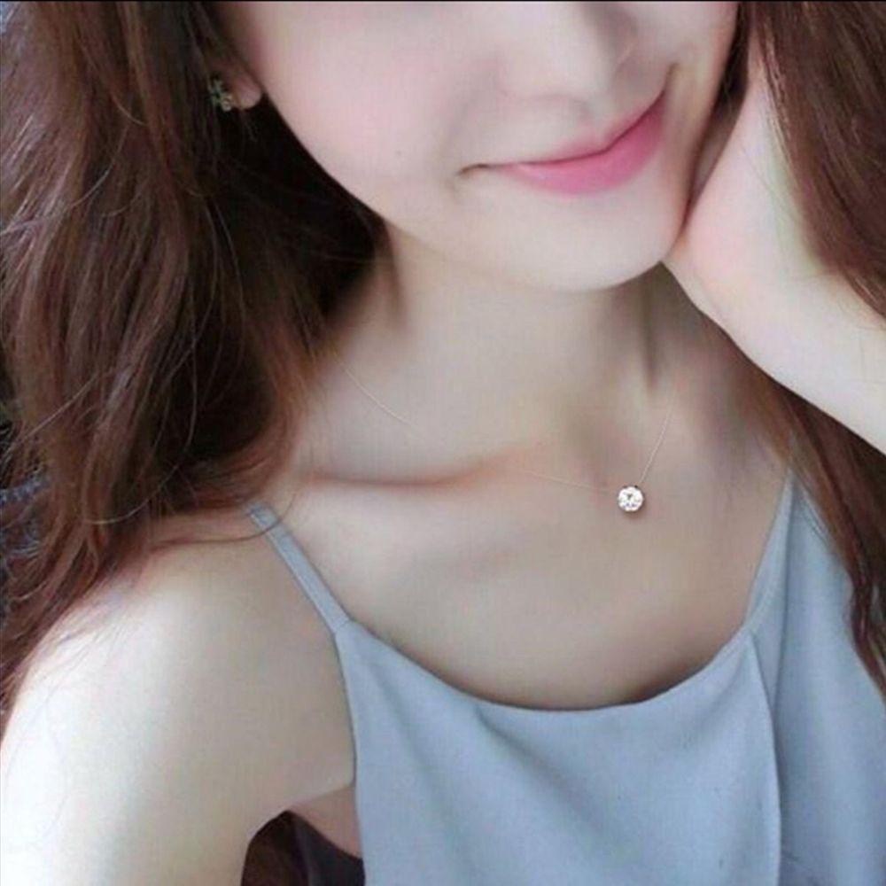 Agustina Kalung Wanita Shiny Pancing Line Invisible Zircon Collar Jewelry