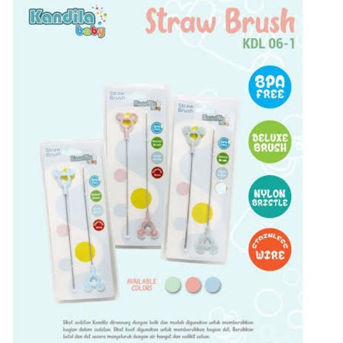 Kandila Straw Brush isi 2pcs KDL06-1 - Sikat Cuci Sedotan Bayi - Strawbrush Baby