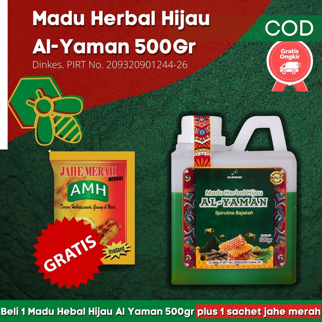 Al - Yaman Madu Herbal Hijau Sprirulina Bajakah  ahlinya Lambung 500gram