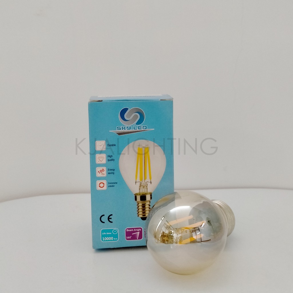 Lampu bohlam edison filament Led 2W G45 Kuning pijar vintage decorasi