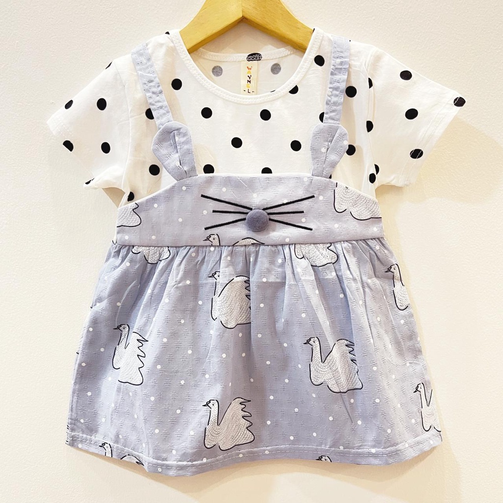 asli IMPORT ELIZA / NANAS / Rainbow Cat / Simple / Kucing Polka Peachy Lucky Cat Goose DRESS babeebabyshop baju bayi grosir baju anak murah terlaris