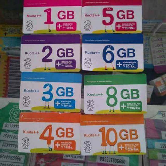 VOUCHER 3 5GB / VOCER TRI KUOTA 5GB 4G LTE / 1.5GB/ 1GB/GB/33 GB/ 50GB /70GB