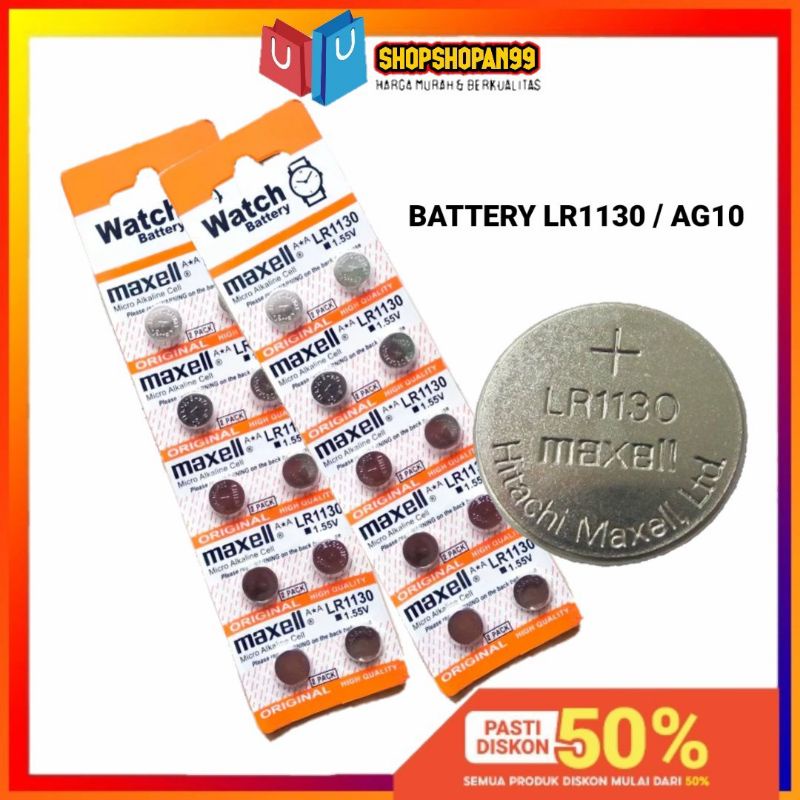 BATERAI / BATRE / BATTERY LR1130 / AG10/ LR 1130/ AG 10 KALKULATOR JAM WATCH JAM TANGAN TUTUP PENTIL LED