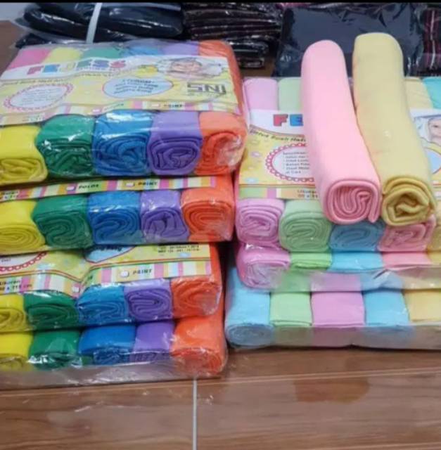 (6 pcs) bedong bayi polos  Felicia ,fejes,gold nagatina / selimut bedong bay/ kain pernel premium/ bedongan polos bayi i