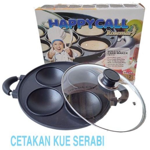 HAPPY CALL Cetakan Kue 8 Lubang 7 Datar 15 Pukis 4 MARTABAK MINI MANIS LUMPUR Apem Snack Maker-4 Cekung Packing