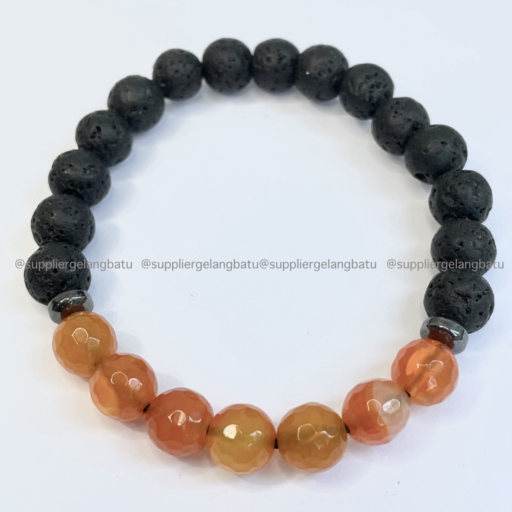 Gelang Carnelian Orange Cutting Lava Stone for Essential Oil Therapy Diffuser Young Living Terapi Kesehatan