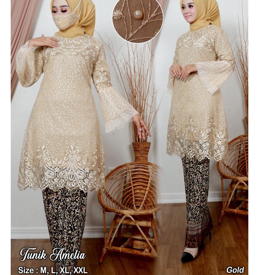 TUNIK KEBAYA MODERN AMELIA - ATASAN TUNIK TILE - KEBAYA BROKAT - KEBAYA KONDANGAN- KEBAYA PESTA –CUP