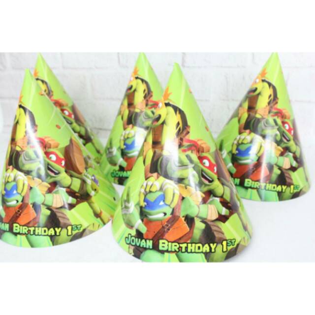 Topi ulang tahun kerucut karakter ninja turtle