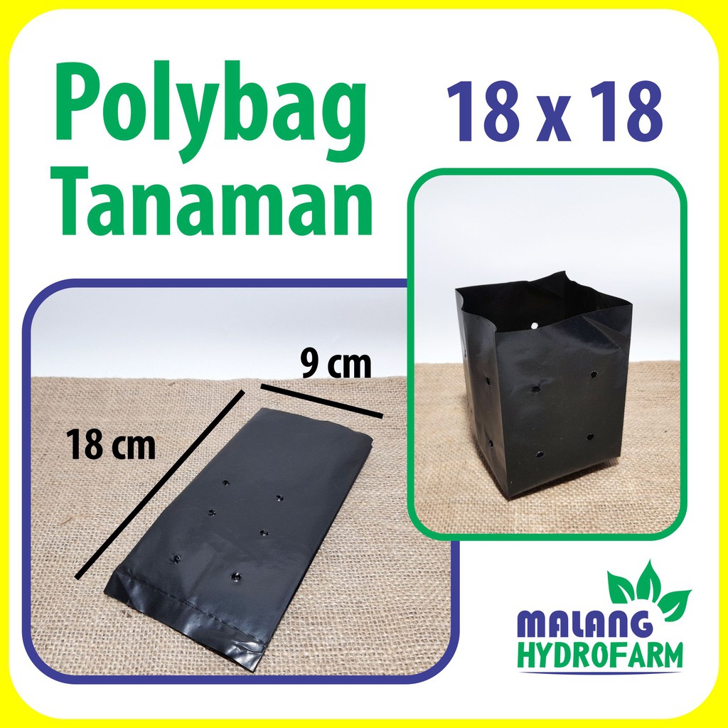 Polybag 18x18 cm satuan pot plastik tanaman hias tabulampot tanah hitam hydroponik buah benih