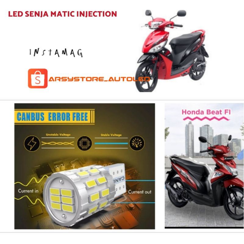 Lampu Senja LED Variasi Motor Beat Fi Mio J matic injeksi T10 Paling Terang 30 titik Canbus