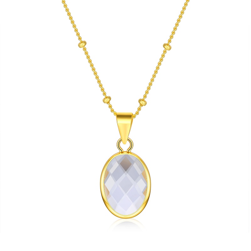 【Barang spot】18 K Emas Zirkonia Liontin Kalung 925 Perak Rantai untuk Unisex Aksesoris Hypoallergenic Perhiasan