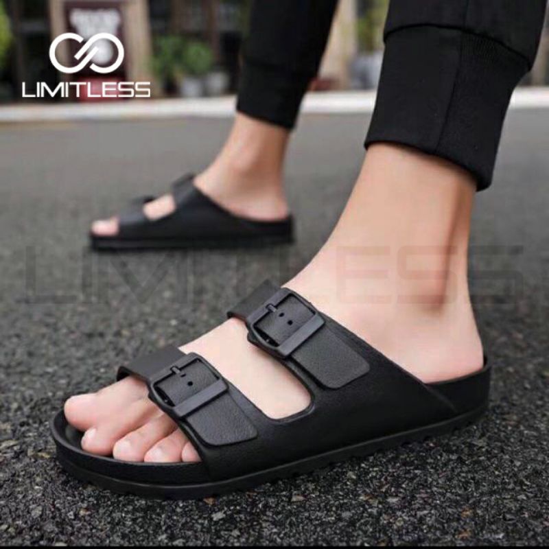 Sandal Pria Selop Limitless Casual Sendal Cowok Slop Slip On Sendal Pria Karet Gesper Kekinian Casual