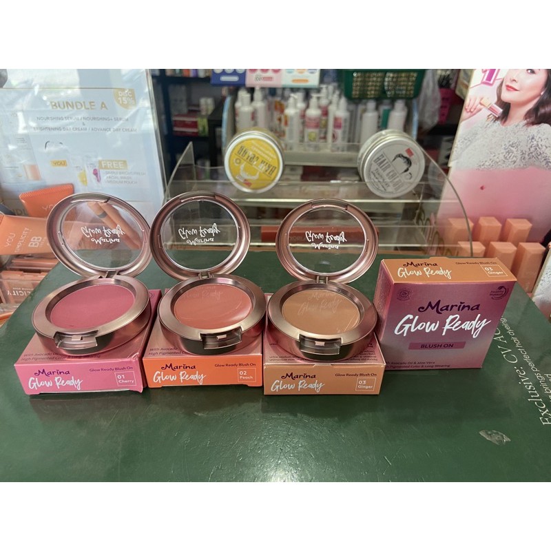 ub.cx -- marina glow ready blush on padat -- blush on super bagus marina glow ready