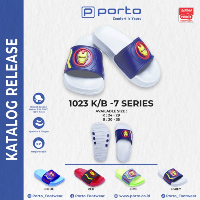 Sandal Anak Selop Iron Man Porto/Oricon Uk 24-35 Empuk Nyaman di kaki