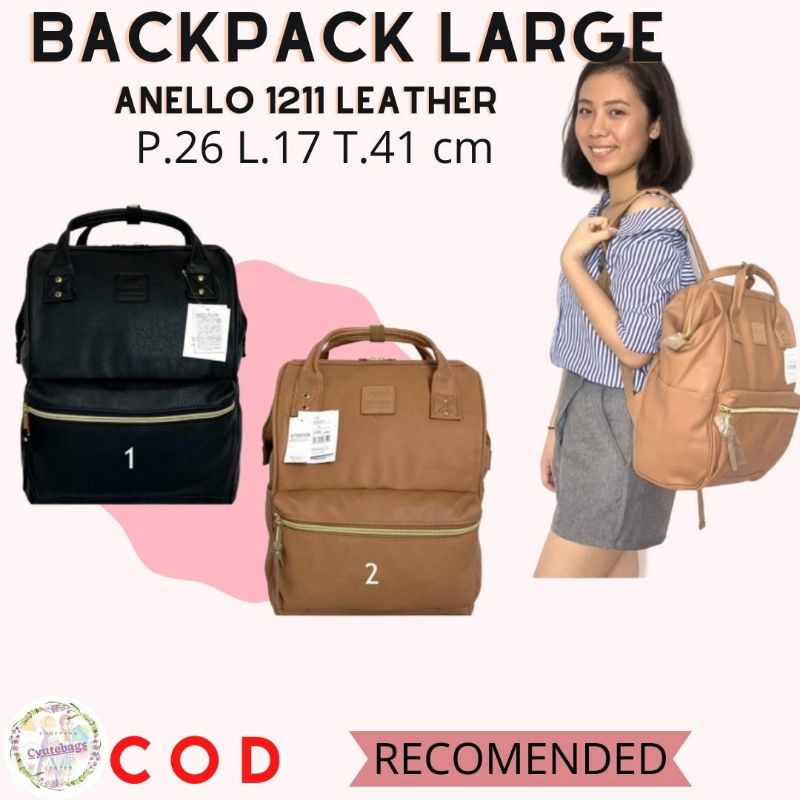 Tas ransel wanita large import anello leather kulit 1211 backpack besar